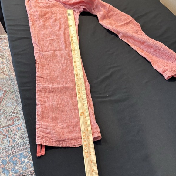 Women's Toad & Co Lina Pink Linen Pull-on Pants Ruched Capri XS Summer Coastal - Picture 7 of 11